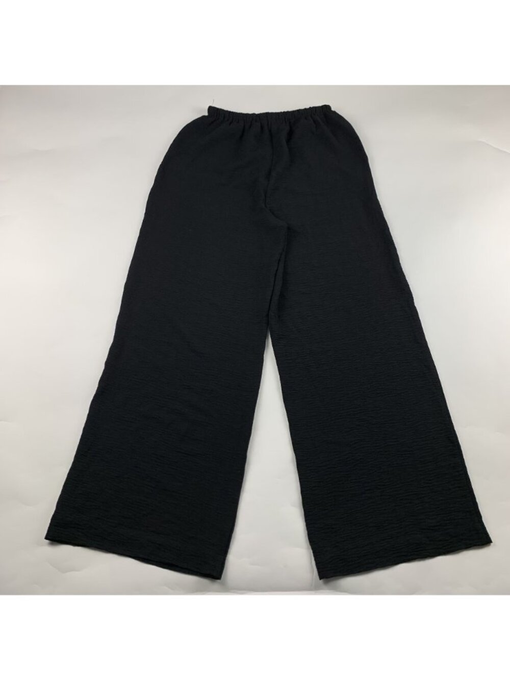 Solai Black Textured Crepe Pull On Wide Leg Pant M - Picture 6 of 7